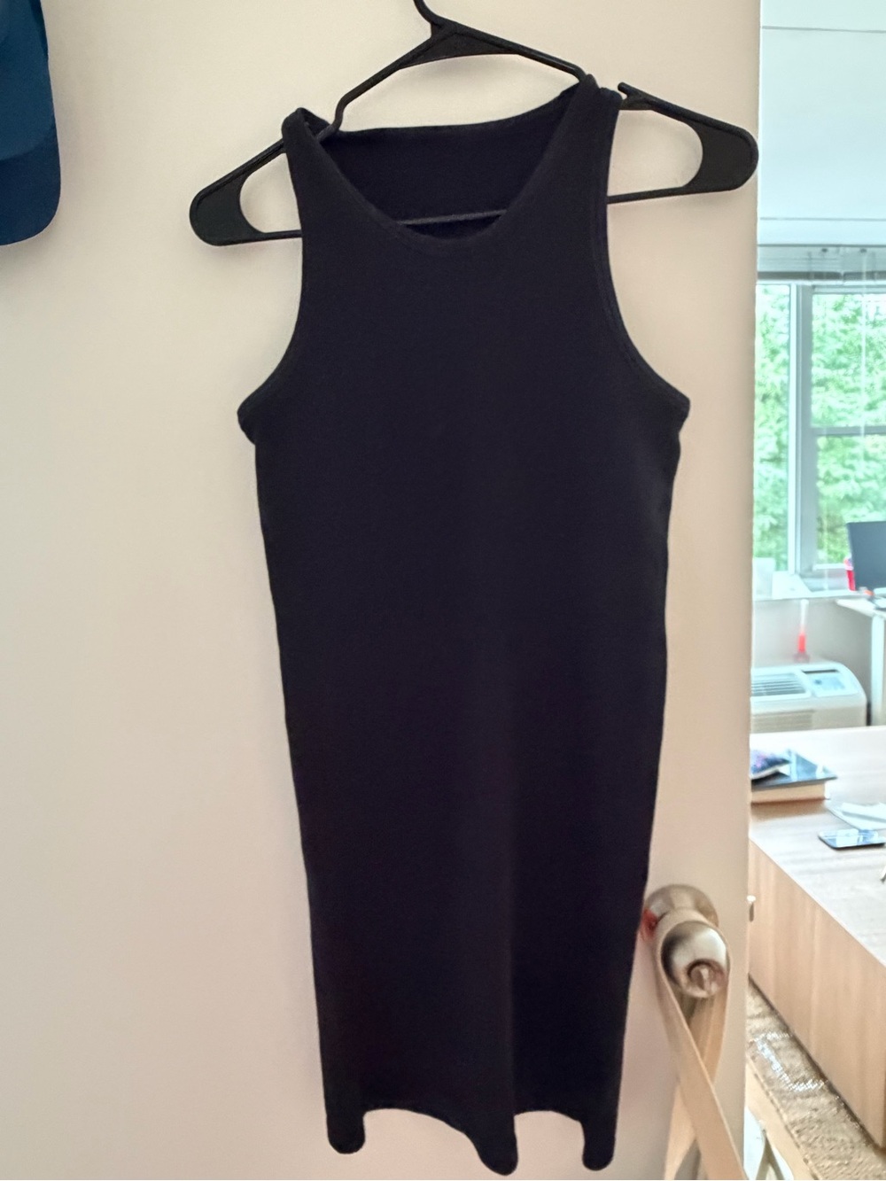 ALO Yoga Black Ribbed Tank Midi Dress